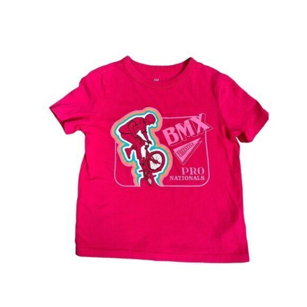 Gap Kids BMX Graphic T-Shirt XS 4-5 Pink Organic Cotton